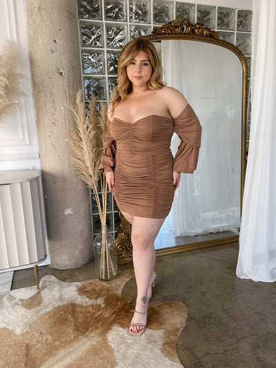 CANDY Brown Ruched Dress