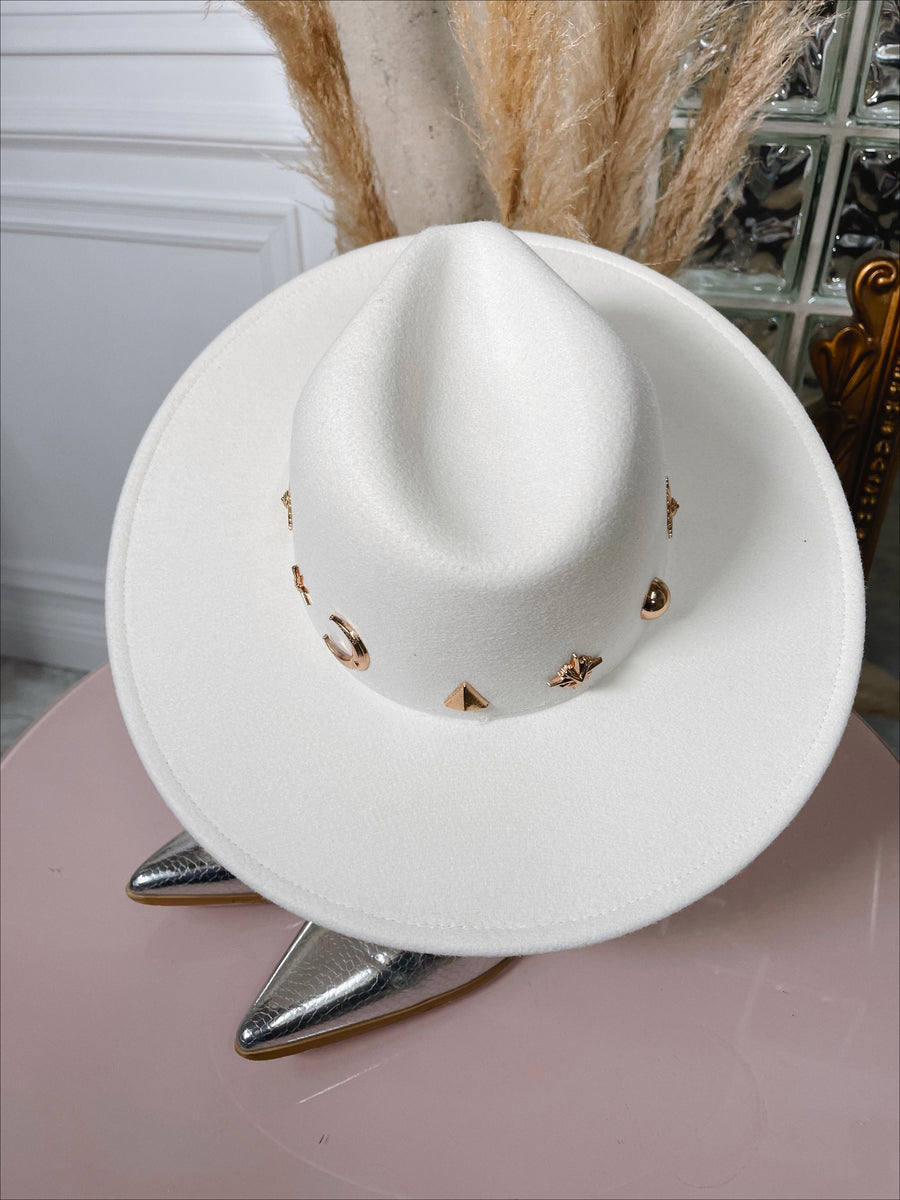 AMALFI Ivory Flat Rim Fedora