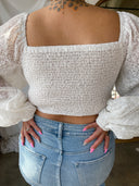 GEORGIA White Long Sleeve Front Tie Top