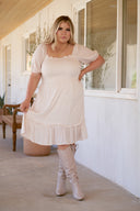LEAH Ivory Smocked Boho Dress