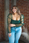 LANA Emerald Polka Dot Puff Sleeve Top