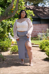 MARINA White Ruffle Shirred Top