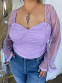 MARINA Lavender Ruffle Shirred Top