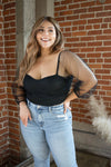 NIKKIE Black Sheer Sleeve Top