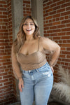 NIKKIE Tan Sheer Sleeve Top