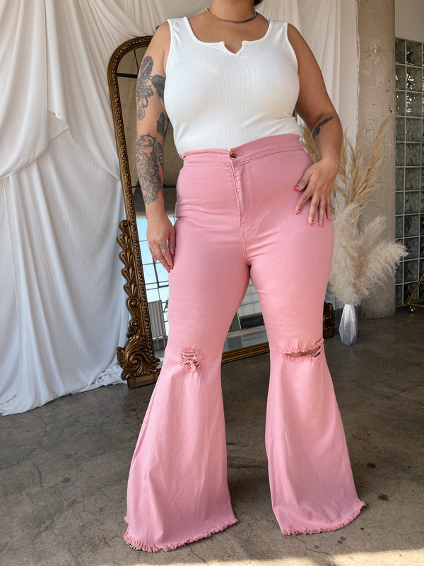 Flamingo Flare Jeans - Pink | Flare jeans, Flare jeans style, Clothes