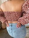 TATIANA Floral Puff Sleeve Crop Top