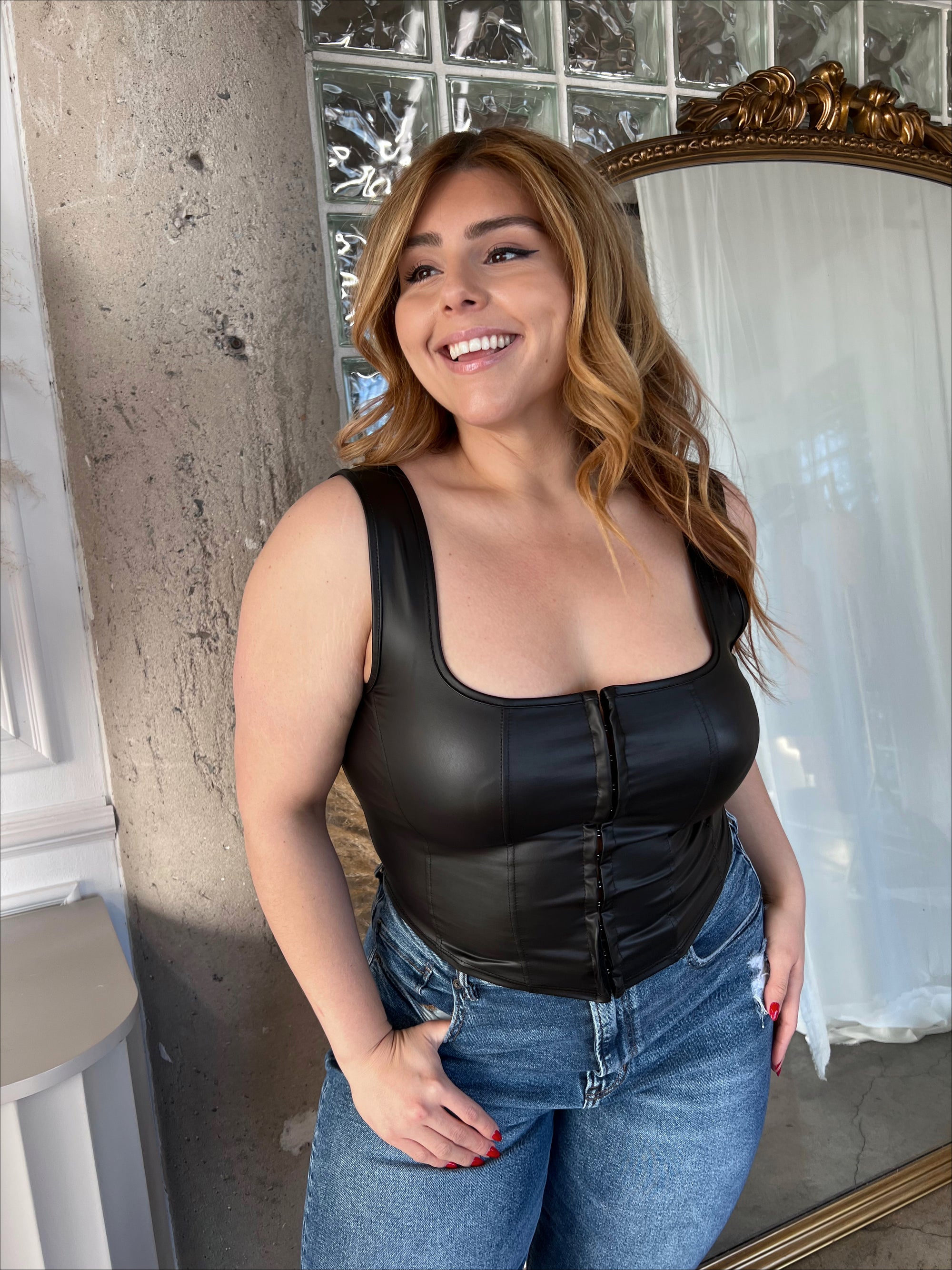 BREE Faux Leather Corset Top