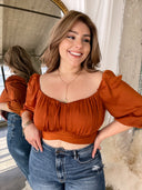 VIDA Bronze Satin Top with Back Tie Detail