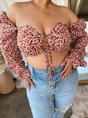 TATIANA Floral Puff Sleeve Crop Top