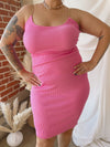 TIANNA Pink Knit Midi Dress