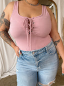 SAMMIE Mauve Ribbed Cotton Bodysuit