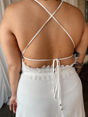 WINSLET White Crochet Lace Trim Maxi Dress