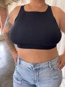 HEAT WAVE Black Soft Ribbed Tank with Diamond Strand Tie