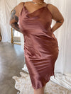 AFTER PARTY Mocha Satin Ruched Dress