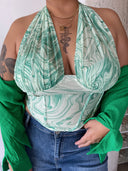 MARLEY Mesh Swirl Halter Top