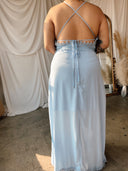 WINSLET Baby Blue Crochet Lace Trim Maxi Dress