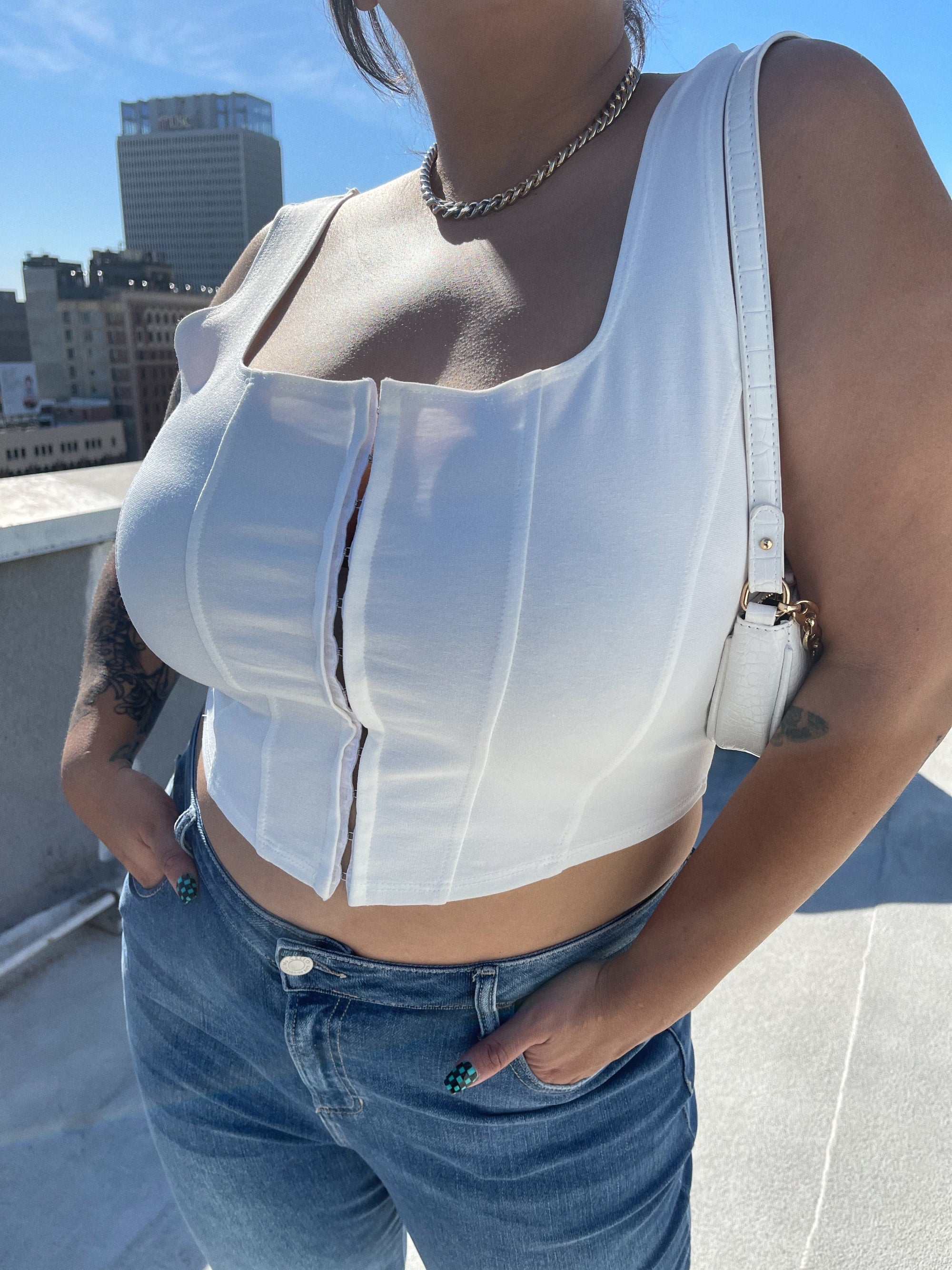 BREE White Cotton Corset Top - Wilde Thing