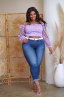 MERCY Lavender Smocked Lace Top