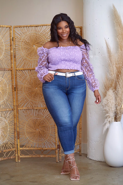 Smocked lace top on sale