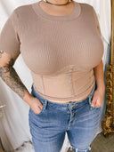 NADIA Tan Cotton Ribbed Top