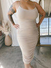 JADE Nude Bodycon Ruched Dress