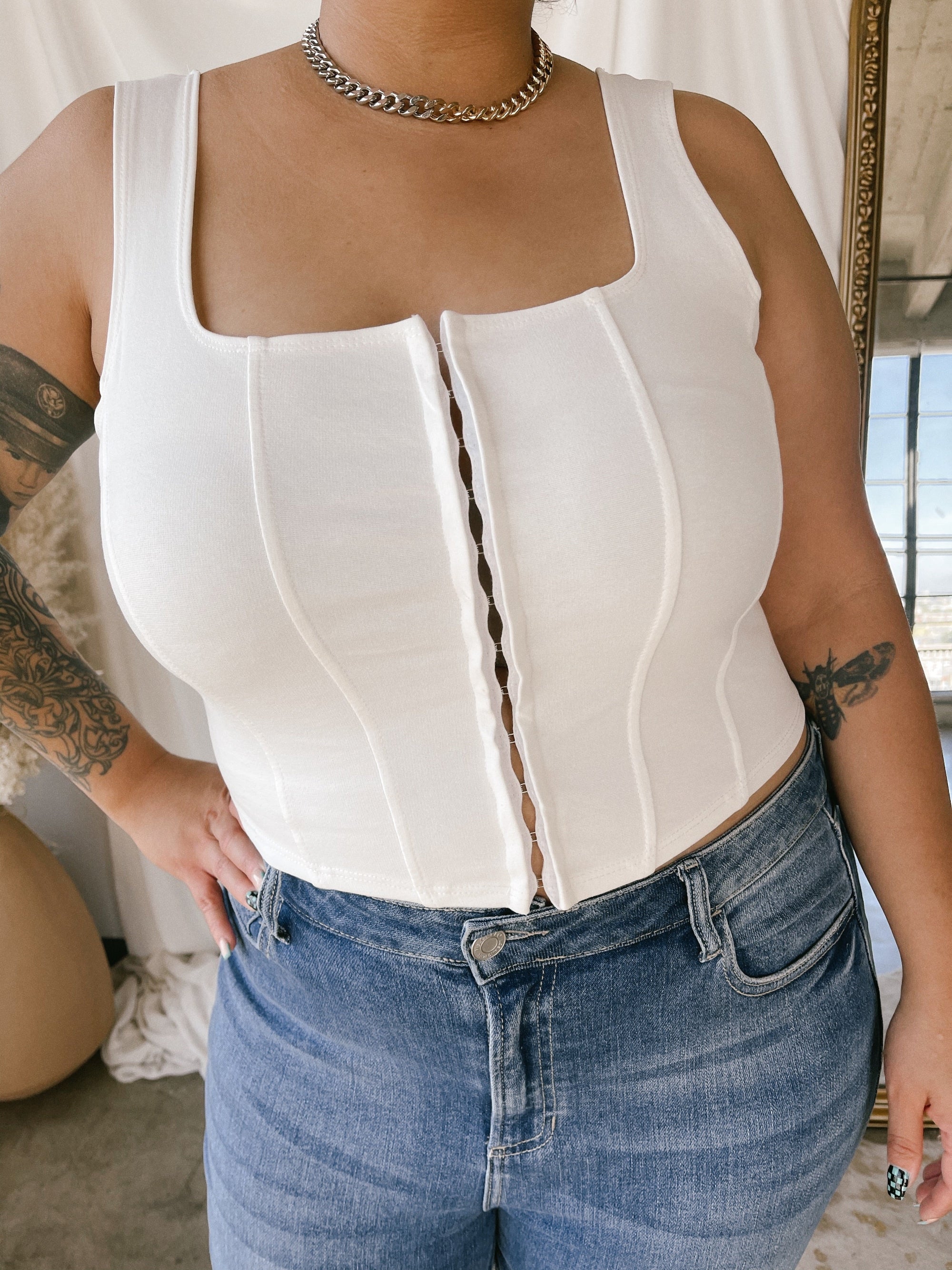 BREE White Cotton Corset Top - Wilde Thing