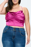 BARBIE Hot Pink Satin Crop Top